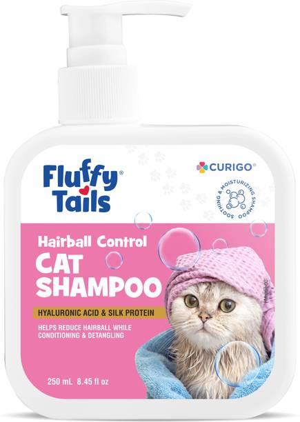 FluffyTails Cat Shampoo | Hairball Control Shampoo | Hyaluronic acid & Silk Protein Conditioning Floral Fragrance Cat Shampoo
