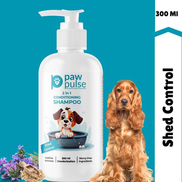 Pawpulse Natural Shed Control 2 in 1 Conditioner Shampoo for Dogs and Cats Whitening and Color Enhancing, Conditioning, Anti-dandruff, Anti-Bacterial Lavender Dog, Cat Shampoo