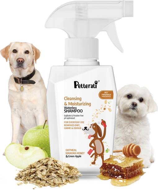 Petterati Waterless Dry Shampoo for All Breed Dogs | Anti-itching | Oatmeal, Manuka Honey & Green Apple Dog Shampoo