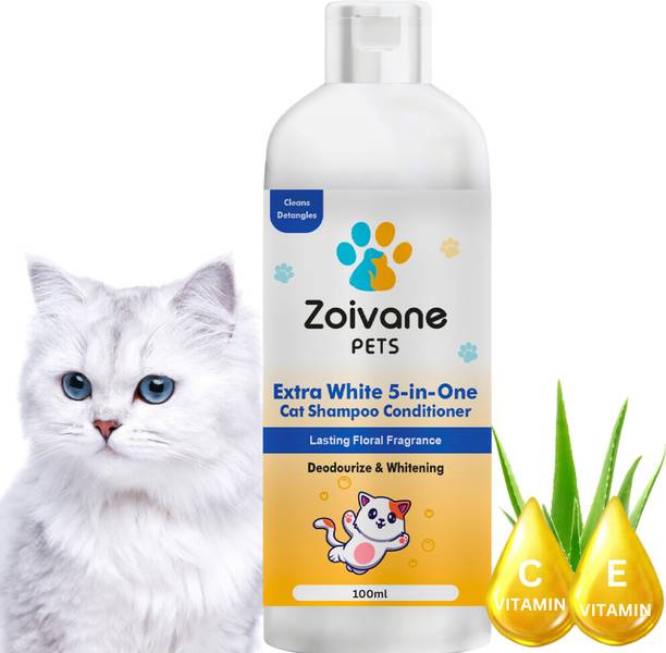 Zoivane Persian Cat Shampoo with Conditioner Anti-dandruff, Allergy Relief, Anti-fungal, Anti-itching, Whitening and Color Enhancing Floral, Sweet Cat Shampoo