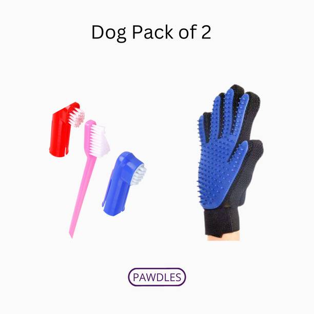 pawdles Dog Combo Pack of 2 ( Toothbrush + Glove ) Pet Toothbrush