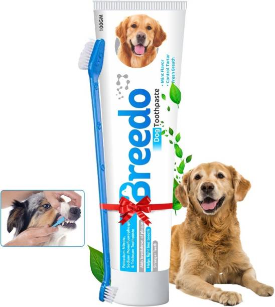 Breedo Cool Mint Toothpaste and 1Pcs Pet Toothbrush Combo for Dogs - 100g | Pet Toothbrush