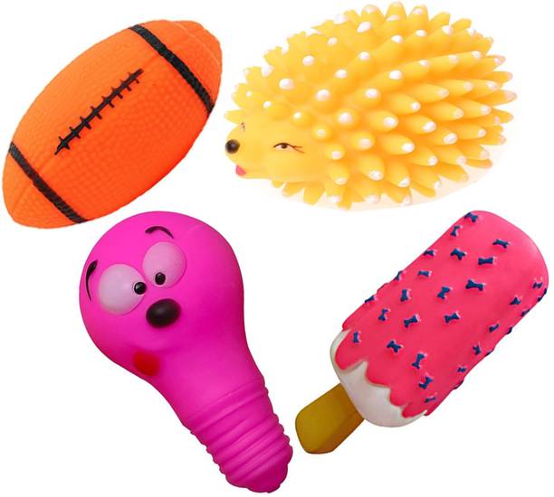 Pet Needs Combo of 4 Soft Latex Rubber Interactive Sque...