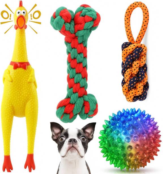 decorvaiz Chew Toys Dog Teething Training,Interactive Playing Toy,Dog Rope Toys for Pet Cotton Squeaky Toy, Ball, Fetch Toy, Rubber Toy, Training Aid, Chew Toy For Dog