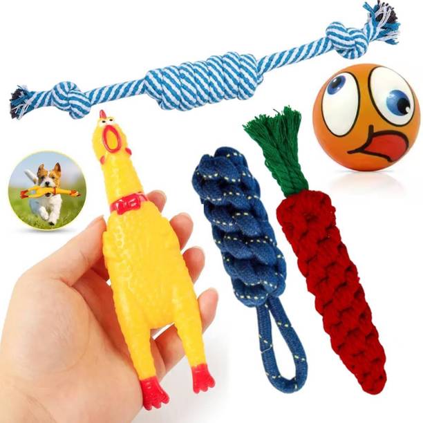 PETZLUV YOUHAVEDEAL Toys for Medium Puppies Dogs Toy Combo | Multicolor | Foam Ball Cotton Ball, Chew Toy, Fetch Toy, Training Aid For Dog