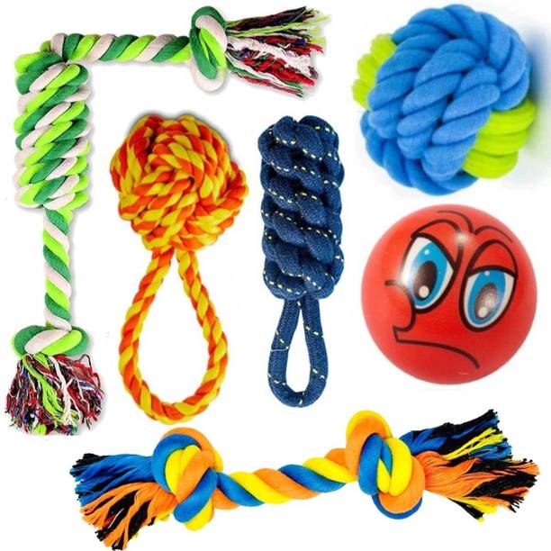 PETZLUV YOUHAVEDEAL Interactive Dog Toy Combo with Foam Balls, Rope Chew Toys for Pets Cotton Ball, Chew Toy, Fetch Toy, Training Aid, Tug Toy For Dog