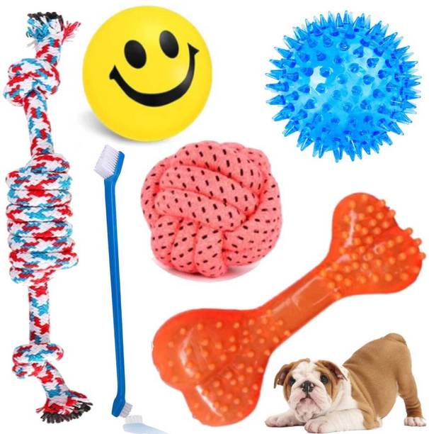 PETZLUV YOUHAVEDEAL Interactive Dog Toy Combo with Foam Balls, Rope Chew Toys for Pets Cotton Ball, Chew Toy, Fetch Toy, Training Aid, Tug Toy For Dog