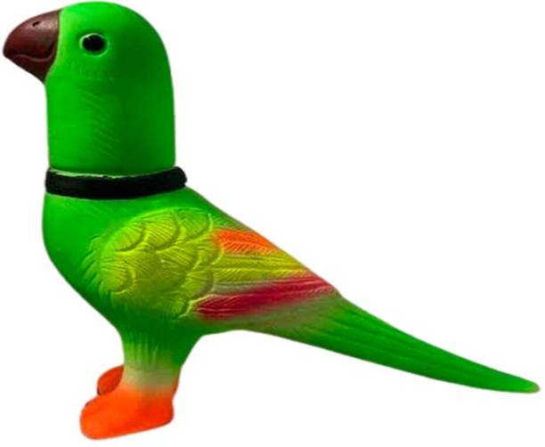 PETSWARE Natural Latex Rubber Squeaky (Green Parrot) Ru...