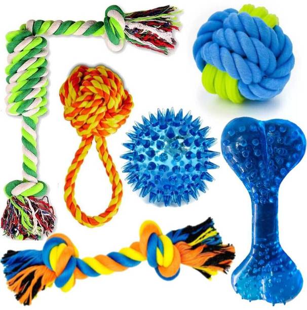 decorvaiz Toys for Puppies & Small Dogs Toys | Rope Ball Toy | Chew Toys Cotton, Rubber Chew Toy, Rubber Toy, Training Aid, Tug Toy, Bone, Ball For Dog & Cat