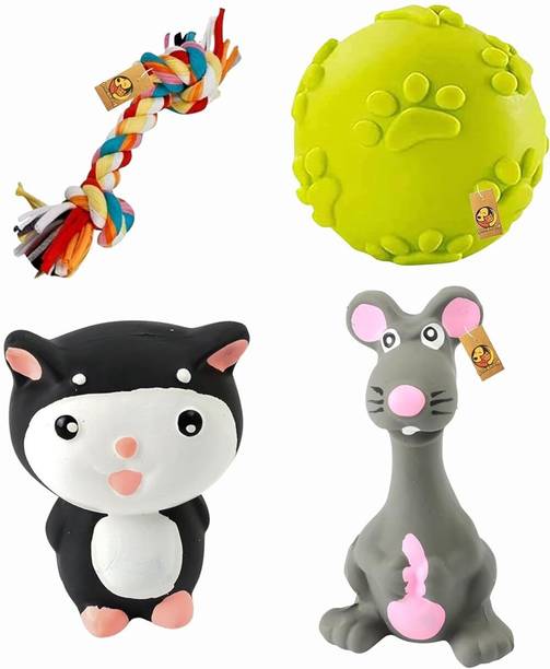 Foodie Puppies Rubber, Cotton Rubber Toy, Chew Toy, Squ...