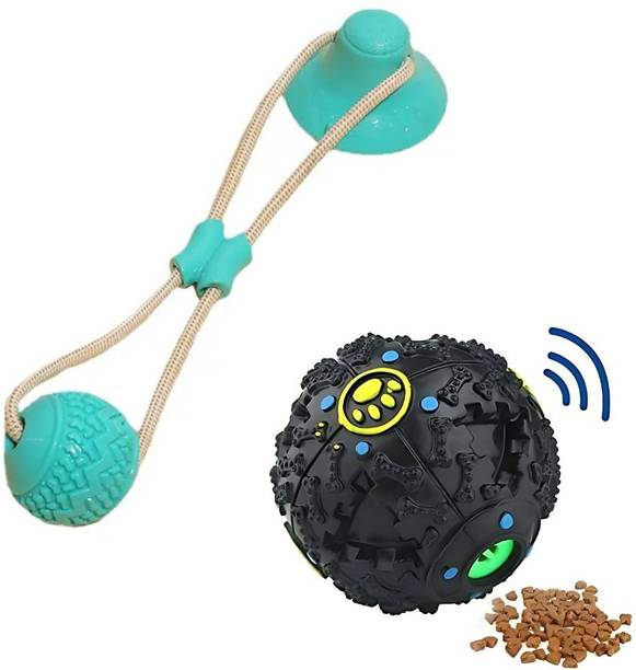 Petfun Suction Tug Toy & Treat Dispensing Rubber Ball C...