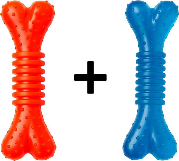 WagTalez Buy 1 Get 1 Free Rubber Bone For Dogs - Soft P...