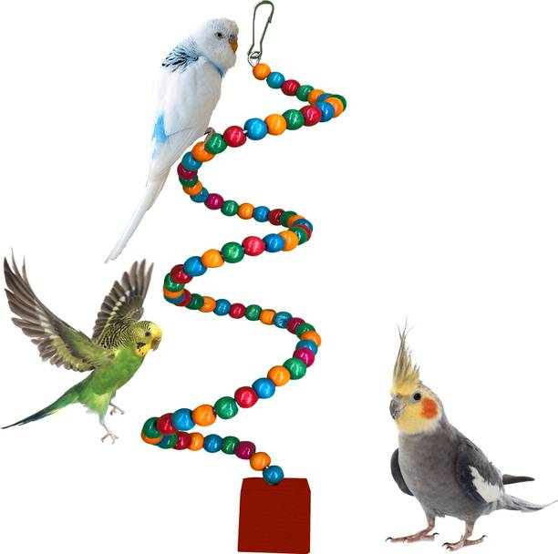 CONGO NATURAL PARROT TREAT 43X7cm Playful Natural Wood Beads Spiral Ladder for Wooden Training Aid For Bird