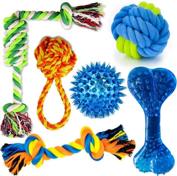 decorvaiz Toys for Puppies & Small Dogs Toys | Rope Ball Toy | Chew Toys, 100% Cotton, Rubber Chew Toy, Rubber Toy, Training Aid, Tug Toy, Bone, Ball For Dog & Cat