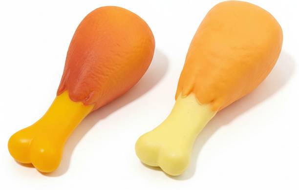 PETZ R US Pet Chicken Leg Chew Toy for Aggressive Chewers Dogs, Pack of 2 (Brown) Rubber Chew Toy, Squeaky Toy For Dog