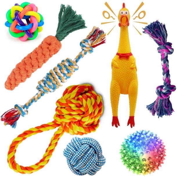YOUHAVEDEAL Dog Rope Toys, Squeaky Dog Chew Toys for Te...