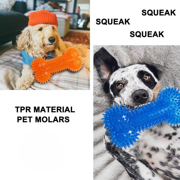 PETZ R US Pet Squeaky Oval Ball & Dumbbell Chew Toy for...