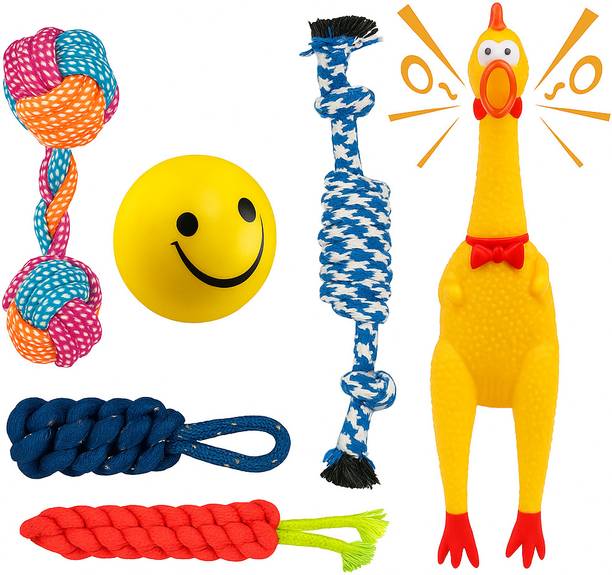 PETZLUV YOUHAVEDEAL 6 In 1 Dog Toy Set Rope Chew Toys...