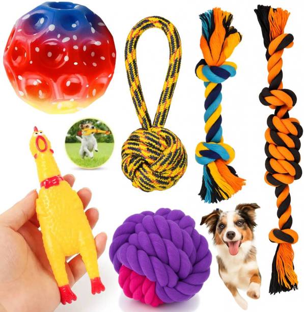 PETZLUV Durable Teething & Tug of War Rope Chew Toys Co...