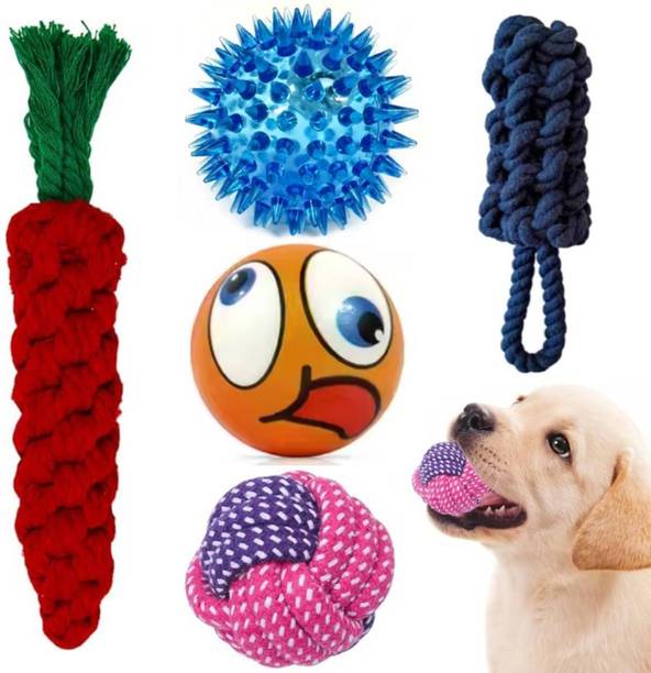 PETZLUV YOUHAVEDEAL Toys for Medium Puppies Dogs Toy Combo | Multicolor | Foam Ball Cotton Ball, Chew Toy, Fetch Toy, Training Aid For Dog