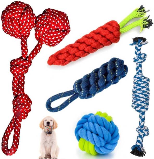 decorvaiz Toys for Medium Puppies Dogs Toy Combo | Multicolor | Foam Ball Cotton Ball, Tug Toy, Fetch Toy, Training Aid, Chew Toy For Dog