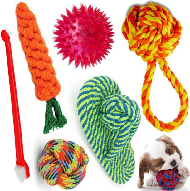 decorvaiz Dog Toys, Toys for Puppies & Medium Breed Dogs, Interactive Toys Cotton Ball, Chew Toy, Squeaky Toy, Rubber Toy, Tug Toy For Dog