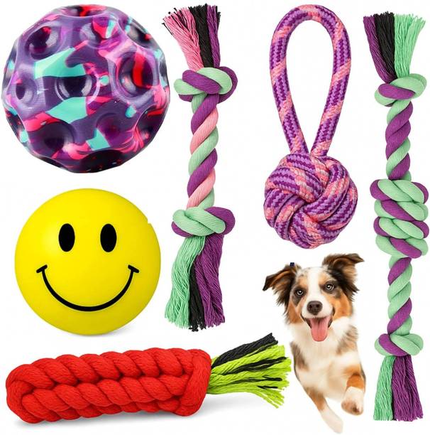 PETZLUV YOUHAVEDEAL Dog Chew Rope Toys & Balls | Interactive Teething Toys for Puppies Cotton Ball, Chew Toy, Fetch Toy, Training Aid, Tug Toy For Dog