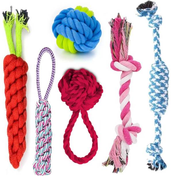 YOUHAVEDEAL 6-Piece Rope Dog Toy Set Durable Chew & T...