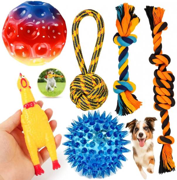 PETZLUV Durable Teething & Tug of War Rope Chew Toys Co...