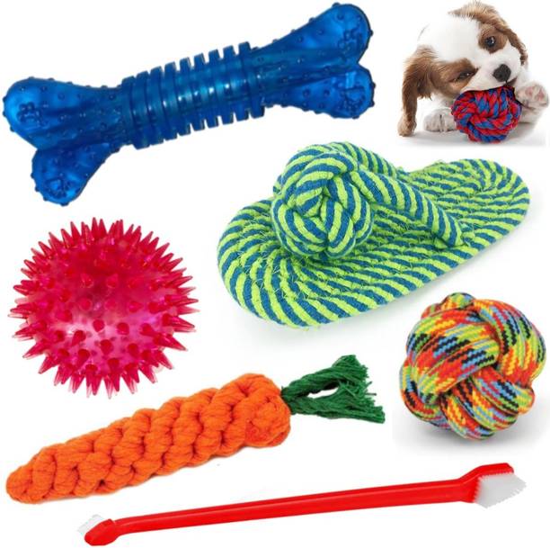 decorvaiz Dog Toys, Toys for Puppies & Medium Breed Dogs, Interactive Toys Cotton Ball, Chew Toy, Squeaky Toy, Rubber Toy, Tug Toy For Dog