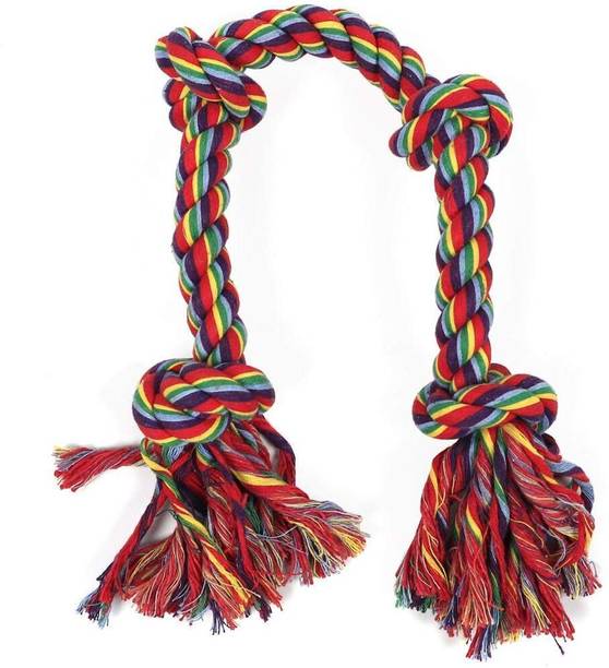 PAWS SAMRAT 4 Knots Cotton Dog Rope Tug Toys for Aggres...