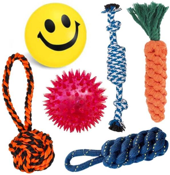decorvaiz YOUHAVEDEAL Interactive Dog Toy Combo with Foam Balls, Rope Chew Toys for Pets Cotton Ball, Chew Toy, Fetch Toy, Training Aid, Tug Toy For Dog