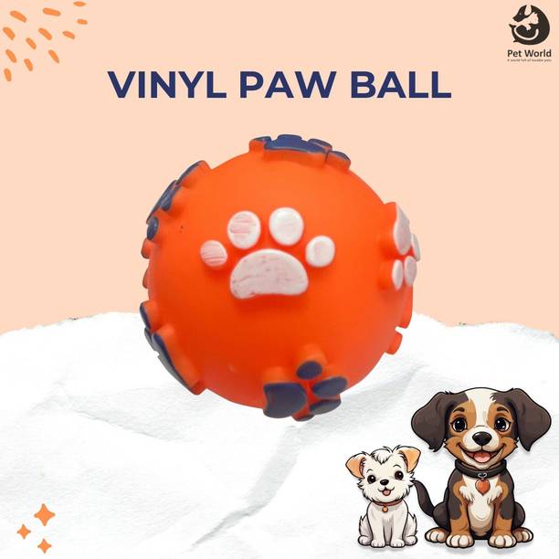 PET WORLD VINYL PAW BALL Squeaky Ball Chew Toys for Pu...