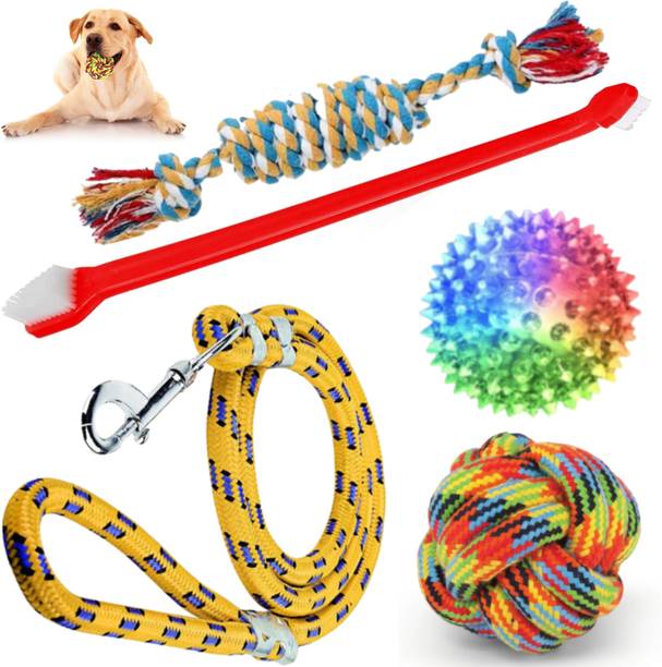 PETZLUV Dog Toys, Toys for Puppies & Medium Breed Dogs, Interactive Toys, Chew Rope 100% Cotton Ball, Chew Toy, Squeaky Toy, Rubber Toy, Tug Toy For Dog