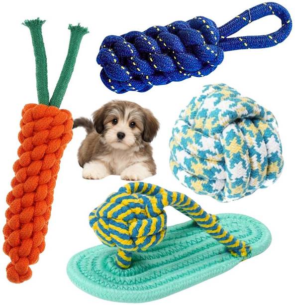 ANIMALS WORLD Tug Toy | Dog Rope Toy for Chewing, Playing & Training Cotton Ball, Chew Toy, Fetch Toy, Training Aid, Tug Toy For Dog & Cat