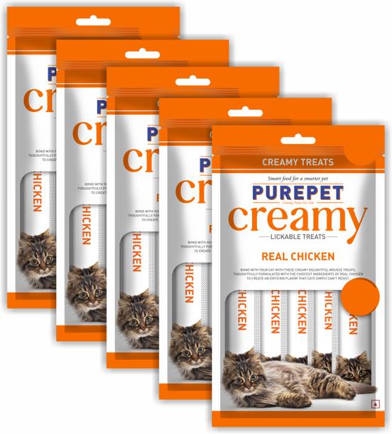 purepet Creamy Lickable Treat Chicken Cat Treat (375 g, Pack of 5