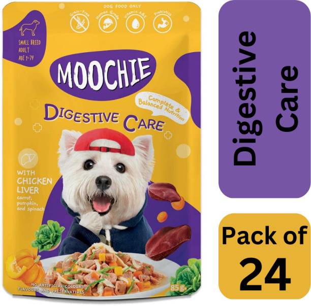 Moochie Wet Dog Food Digestive Care Formula Chicken Liver, Carrot, Pumpkin and Spinach Liver, Chicken Dog Treat