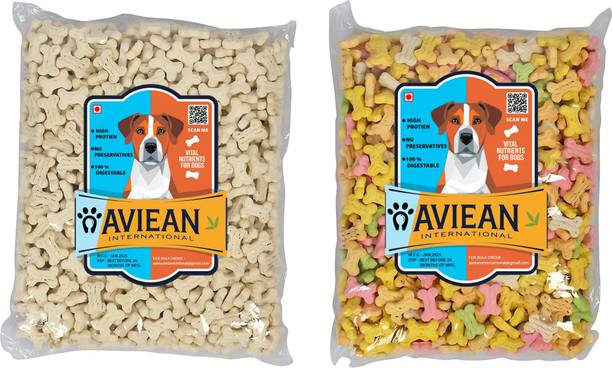 Aviean International Dog Biscuits Combo Offer 1Milk +1Mix (550G+550G) Non-veg Egg, Milk, Chicken Dog Treat