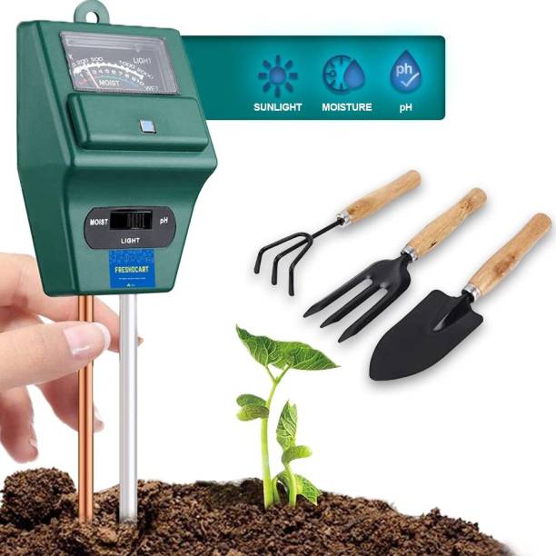FreshDcart 3-in-1 Soil Test Kit and garden tool set Lig ht & Moisture, Plant Tester combo Soil PH Meter