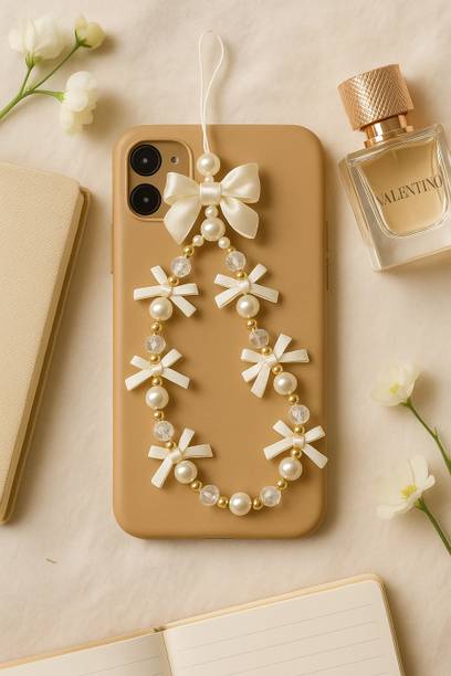 Ringzanio Phone Charm Phone Strap Pearl and Bow Beads With Crystal Moti for Women and Girl Phone Charm