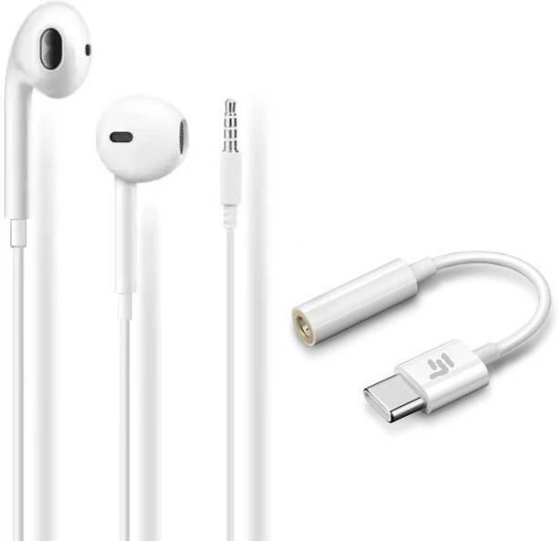 Pacificdeals White Combo Of Type C Connector Jack & 3.5 mm Earphone For Realme Oneplus Oppo Phone Converter