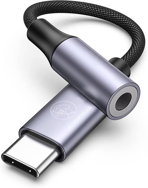 AUDIOCULAR Grey D13 Type C to 3.5mm Portable Audio Aux Adapter, Connector, Built-in DAC Phone Converter