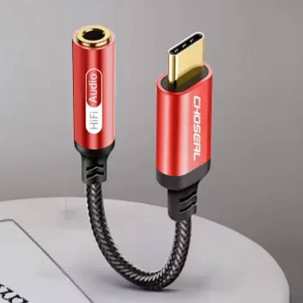 CHOSEAL Red Usb Type C To 3.5 Mm Audio Jack Connector With Hi-Res Dac Headphone Converter Phone Converter
