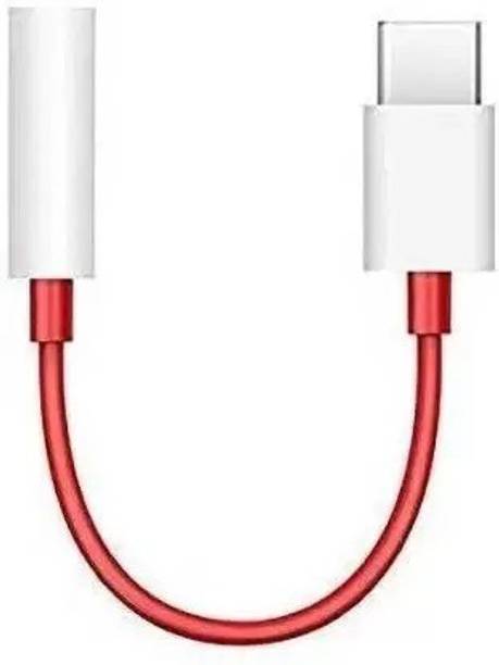 Skymac Red And White USB TypeC 3.5mm Audio Headphone Adapter 0.7 m Copper Braiding AUX Cable Phone Converter