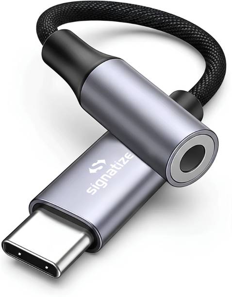 SIGNATIZE Grey, Black Type C to 3.5mm Audio Jack Adapter for Music & Calling Phone Converter Phone Converter
