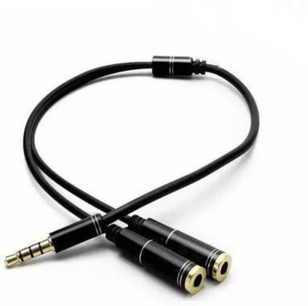 SANNO WORLD Black Latest Gold Plated 3.5mm Jack Headphone Mic Audio Y Splitter cable Phone Converter