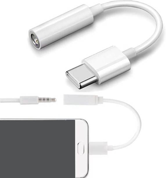 MYN White Type-C to 3.5mm Audio Jack Adapter Cable | 0.12m Length| White Phone Converter