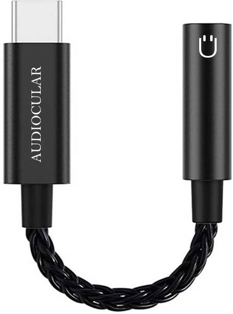 AUDIOCULAR Black D07 Slim CX31993 Type C to 3.5mm Portable DAC, Connector Phone Converter