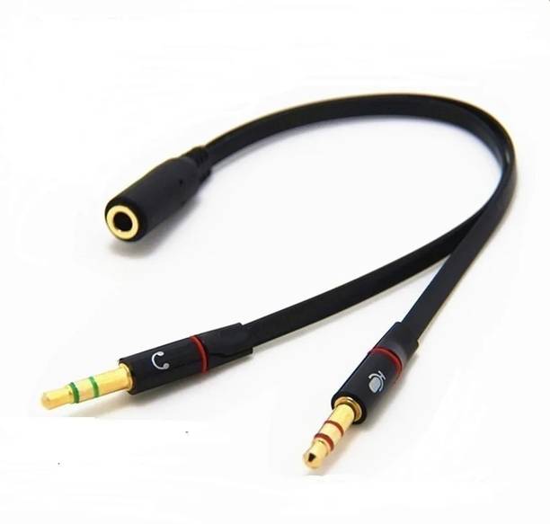 RHONNIUM Black Audio Y Splitter Cable Cord Wire Phone Converter