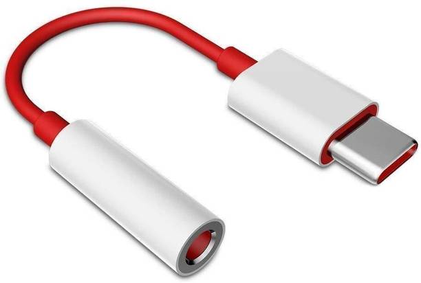 MGT Red And White Usb data cable 0.12 Type C to 3.5 mm Jack Audio Connector -Compactable0798 Phone Converter